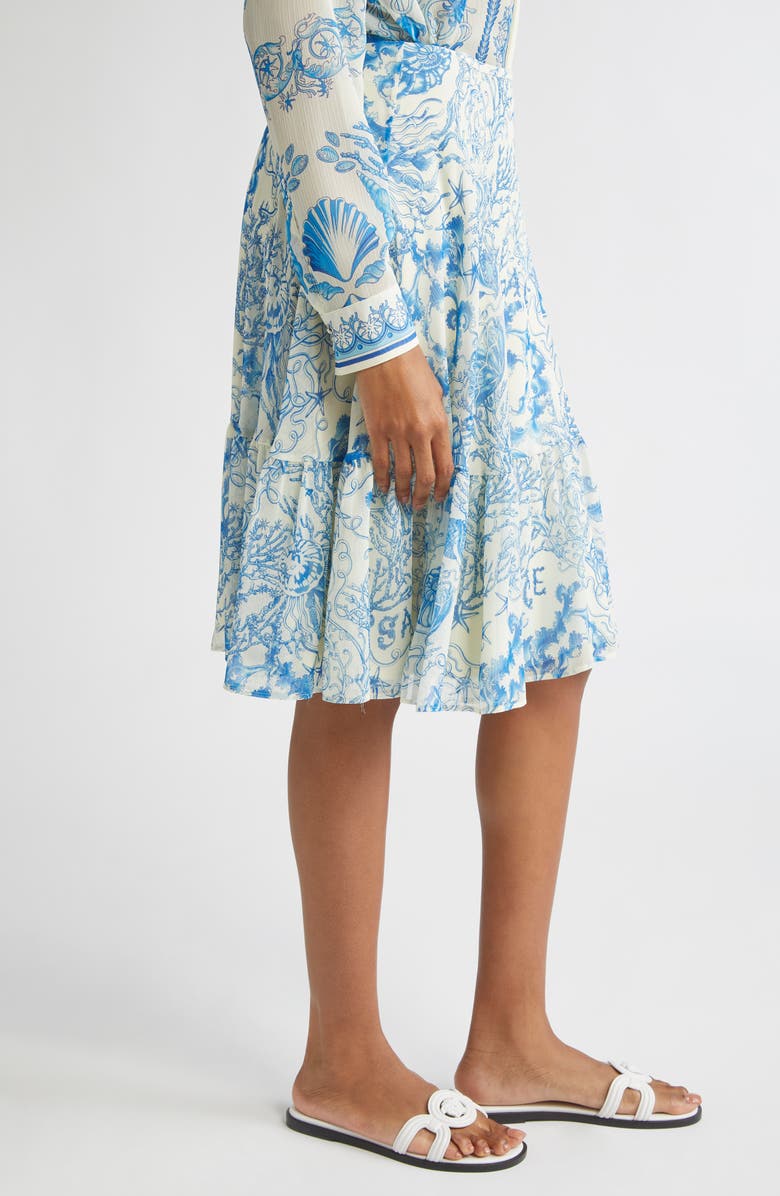 Versace Underwater Barocco Techno Crepon Skirt, Alternate, color, Eggshell Bright Dv Blue