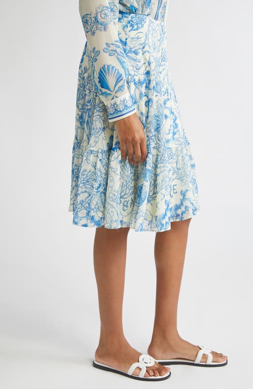 Versace Underwater Barocco Foulard Bicolor Crinkle Skirt