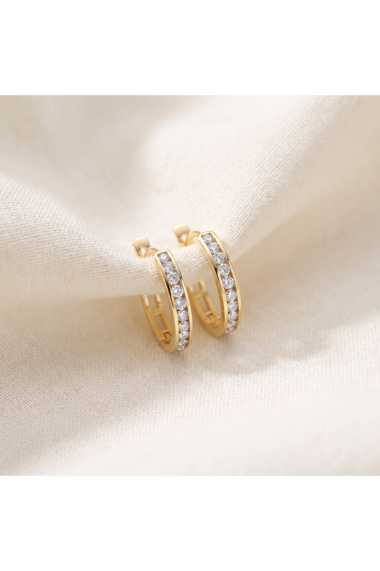 1/2Ct Diamond Hoops Gold Small Earrings Lab Grown, Alternate, color, Yellow Gold
