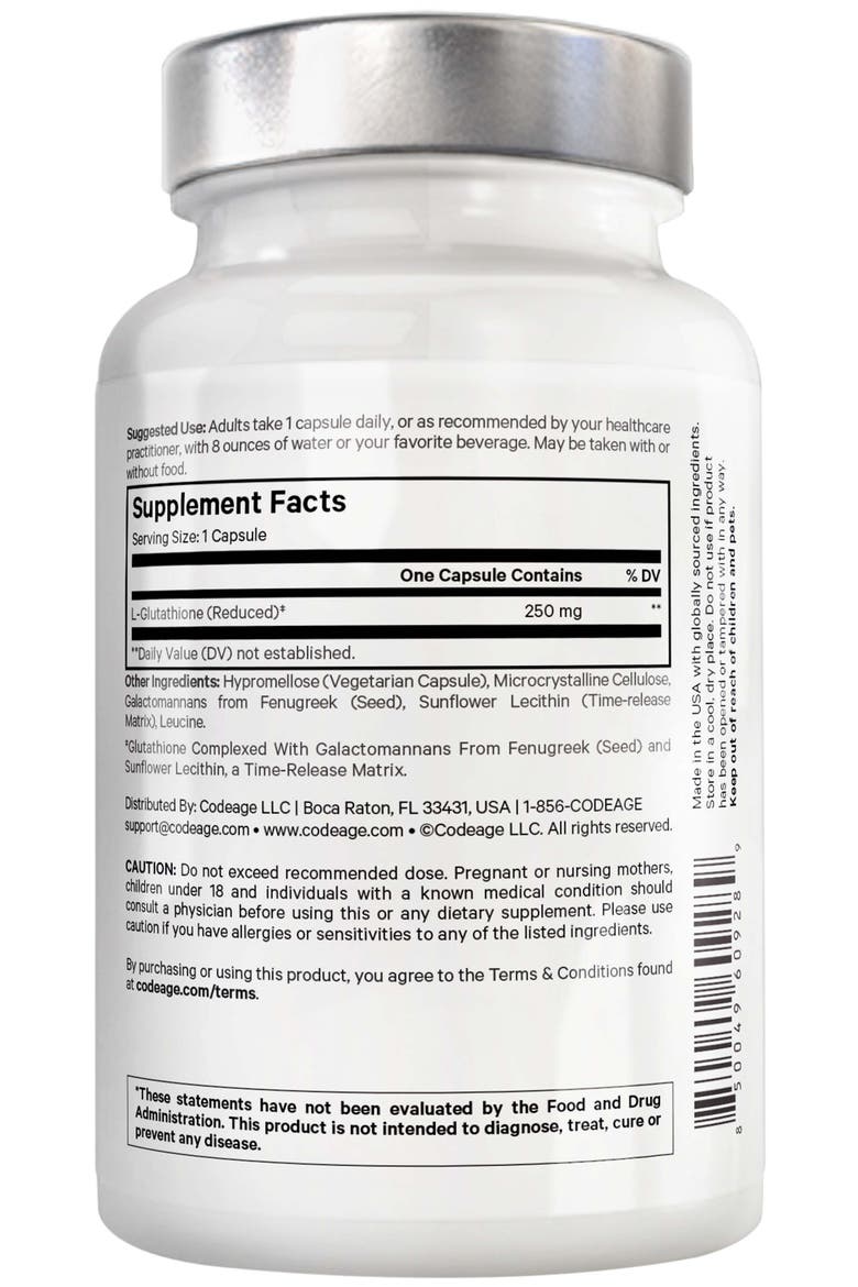 Amen Glutathione-SR+ Reduced L-Glutathione Supplement, Alternate, color, White