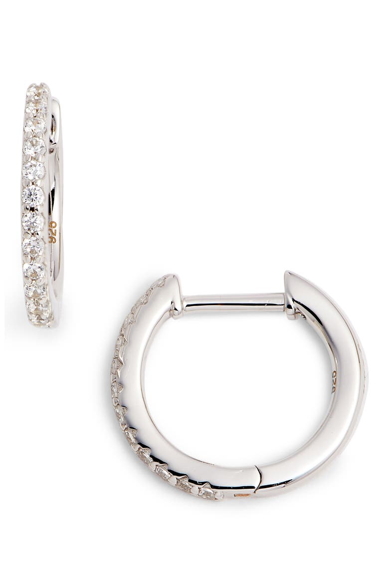 Round Hoop Earrings, Main, color, SILVER/ CLEAR