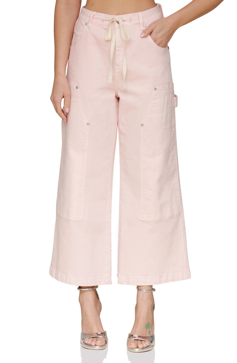 Avec Les Filles Drawstring Waist Crop Carpenter Pants, Main, color, Barely Pink