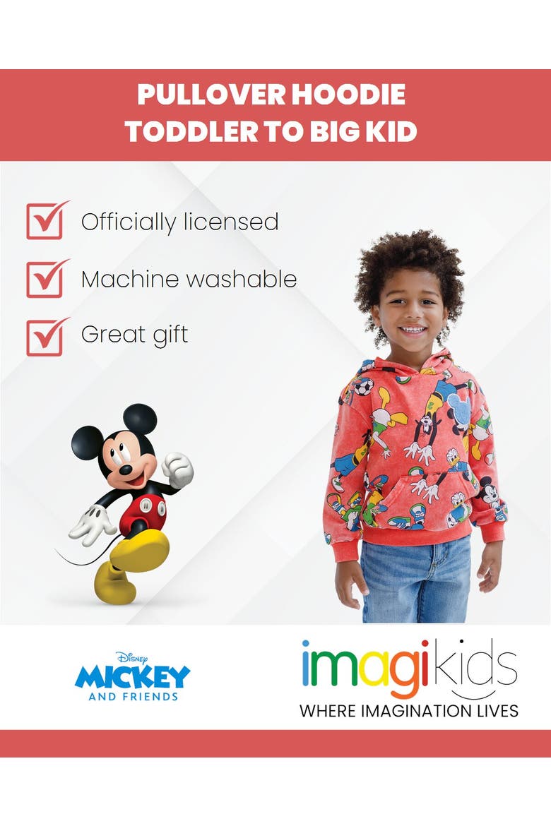 Mickey Mouse Pullover Hoodie, Alternate, color, Mickey Friends Red