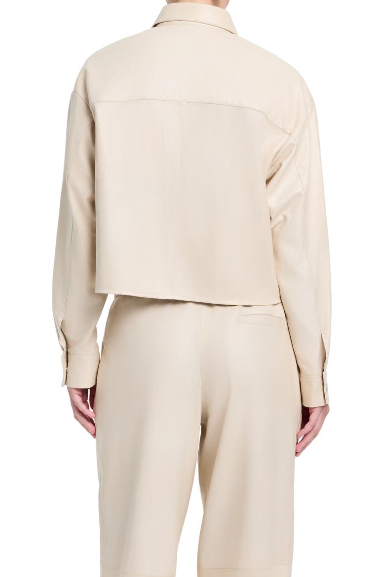 Little Big Joe Leather Shirt, Alternate, color, CREME BRULEE