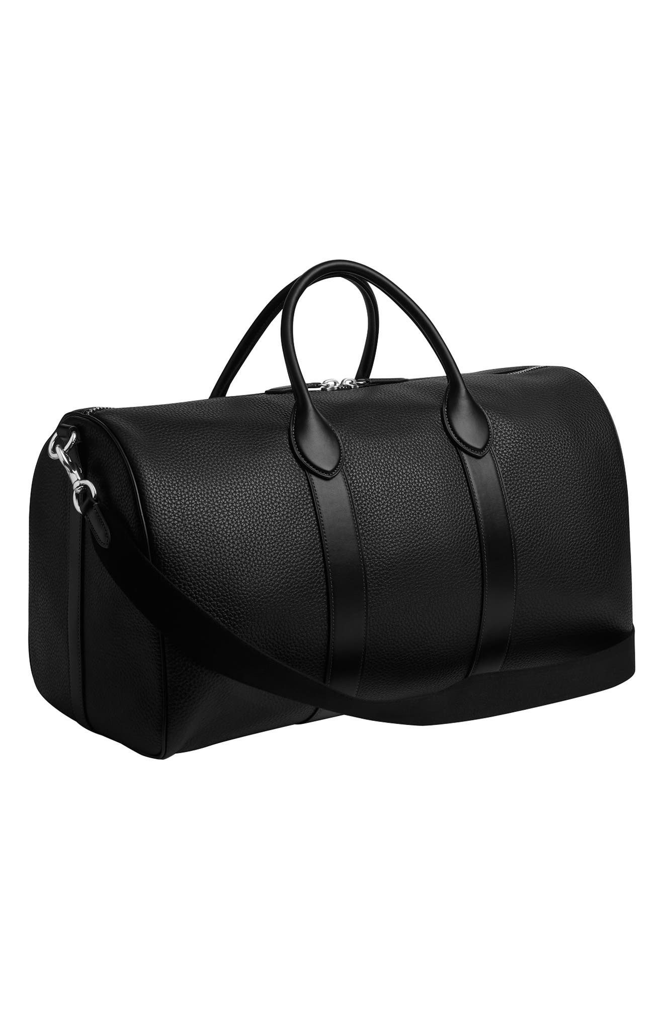 COACH Compass 50 Leather Duffle Bag, Alternate, color, Black