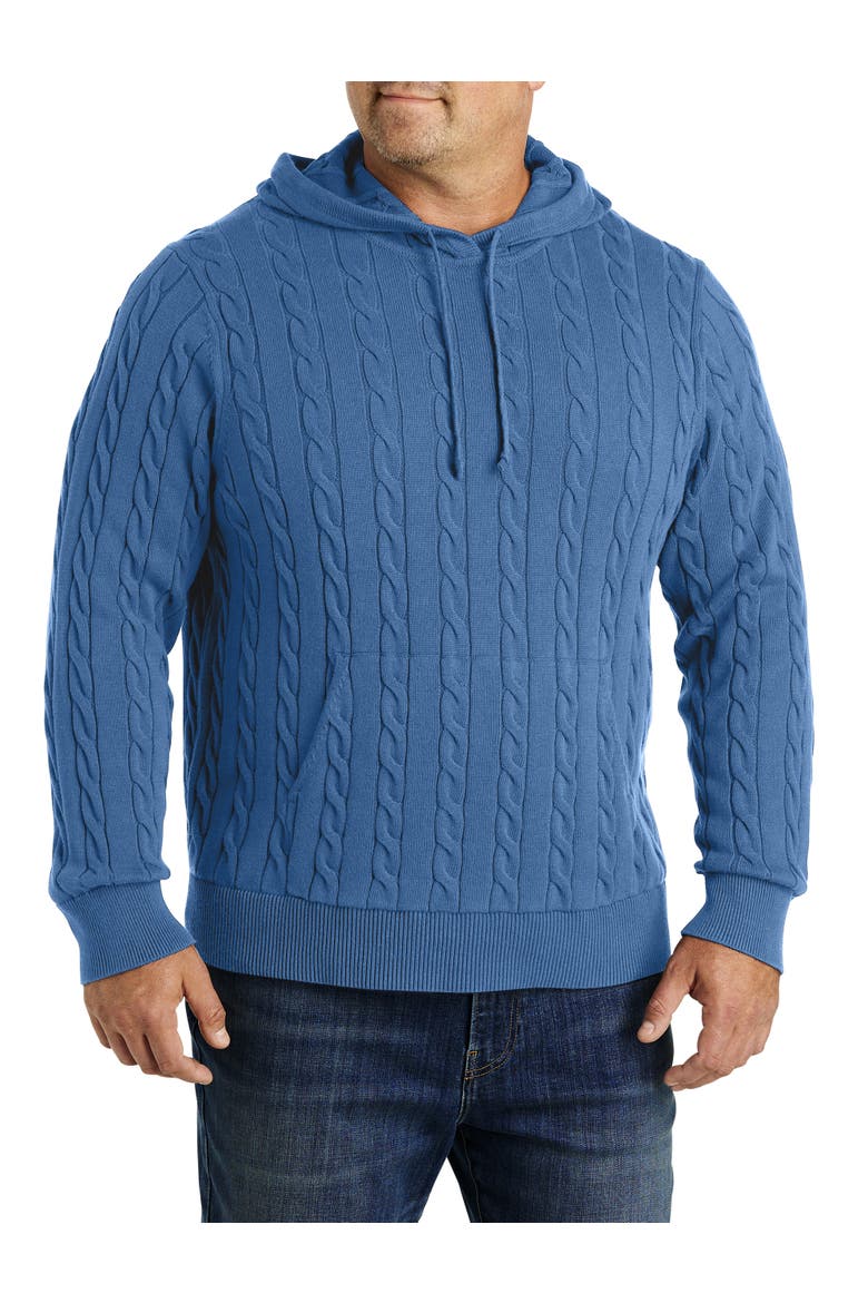 Big & Tall Cable Knit Hoodie, Main, color, MOONLIGHT BLUE
