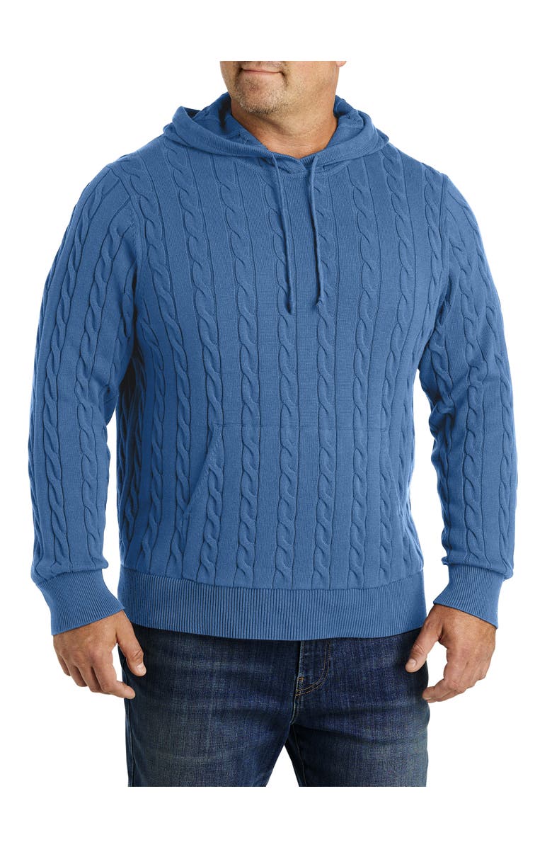 Brooks Brothers Big & Tall Cable Knit Hoodie, Main, color, Moonlight Blue