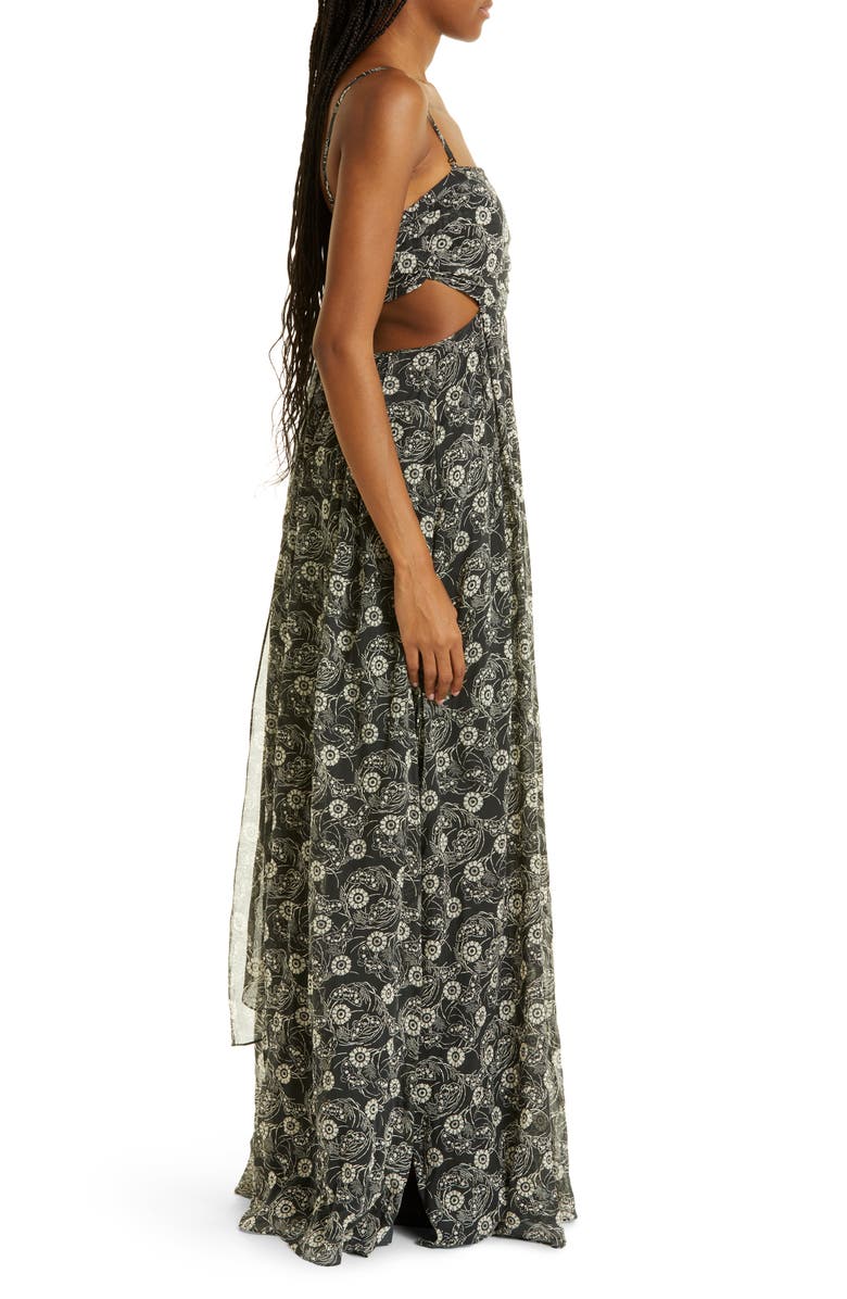Rebecca Taylor Monarch Fleur Cutout Maxi Dress, Alternate, color, Monarch Fleur Black Combo