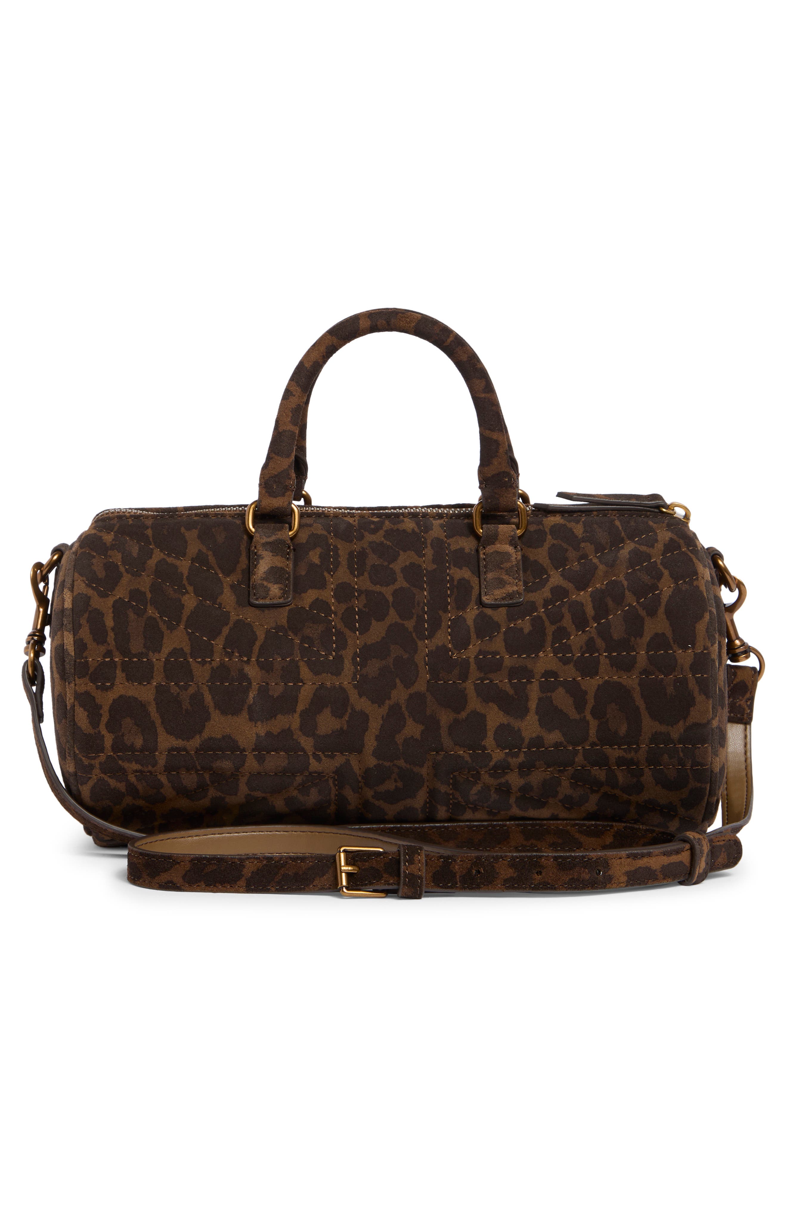 Union Jack Leopard Print Suede Barrel Bag, Alternate, color, OPEN BROWN