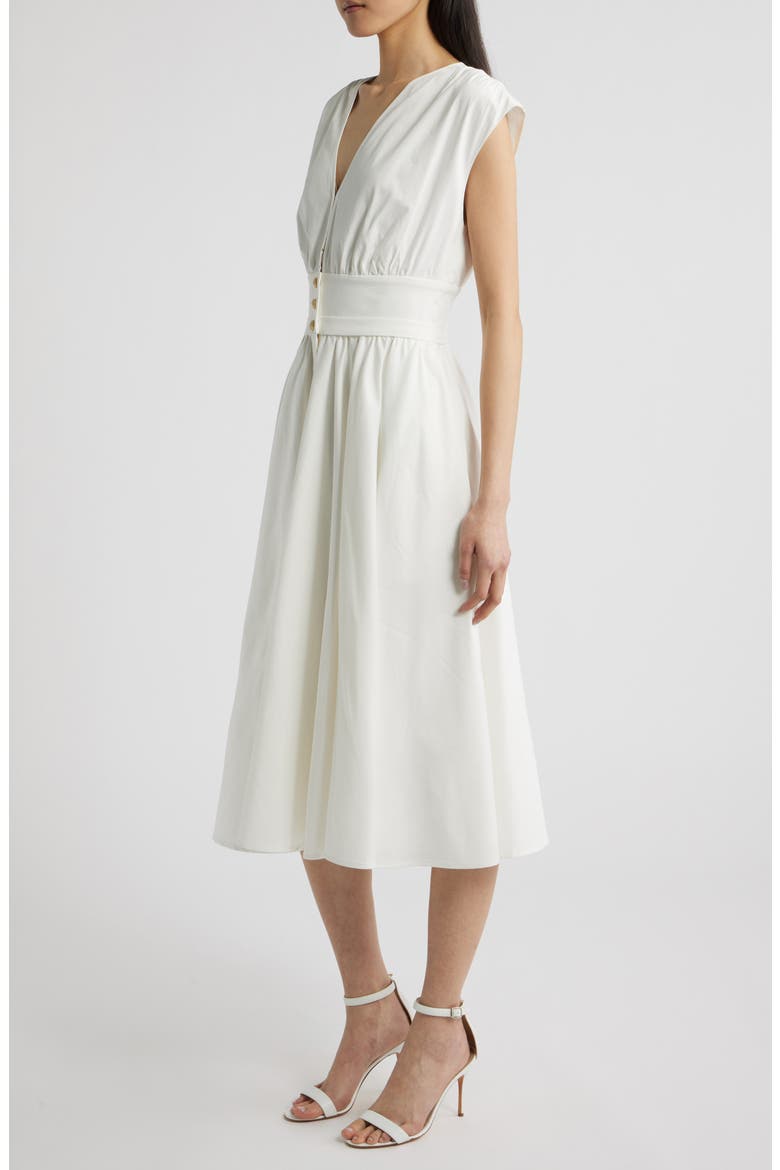 Rose Cotton Blend Midi Dress, Alternate, color, WHITE