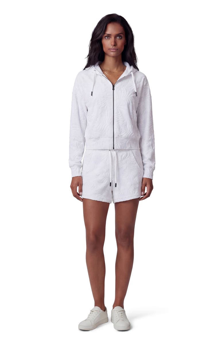 Lords of Harlech Womens Cropped Terry Toweling Zip Hoodie, Main, color, White