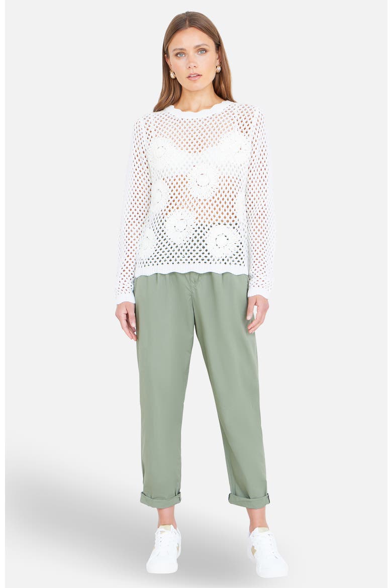 Flower Crochet Jumper, Alternate, color, White