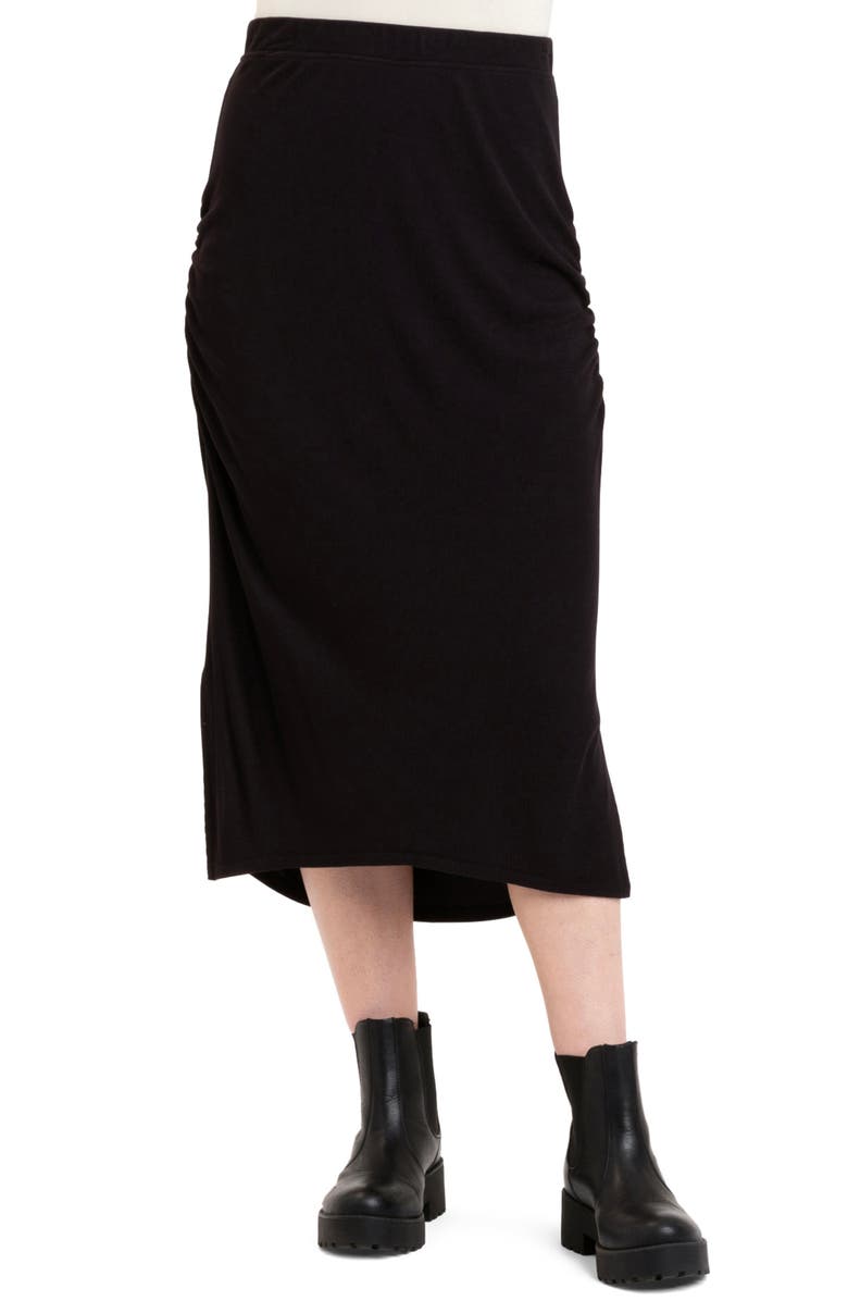 Threads 4 Thought Addie Feather Ruched Rib Midi Skirt, Main, color, 