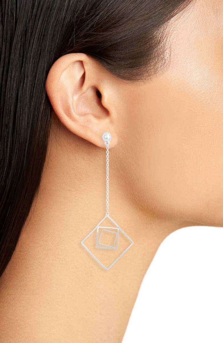 Karine Sultan Geometric Drop Earrings, Alternate, color, Silver