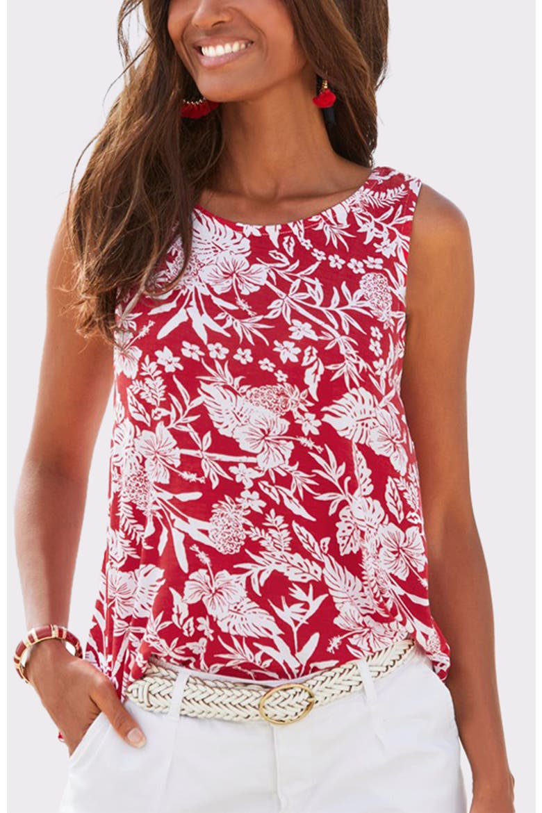 Sleeveless Tank Top, Main, color, Red & White