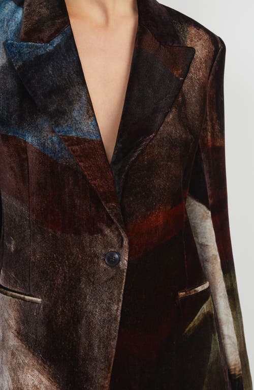 Lafayette 148 Single-button Tailored Velvet Blazer In Burnt Sienna Multi