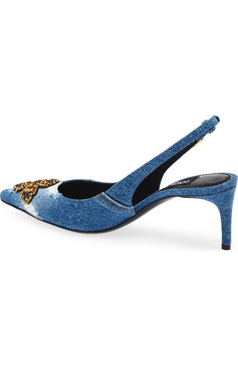 Dolce&Gabbana Crystal Embellished Denim Pointed Toe Slingback Pump, Alternate, color, 8C609 Blu/ Multicolor