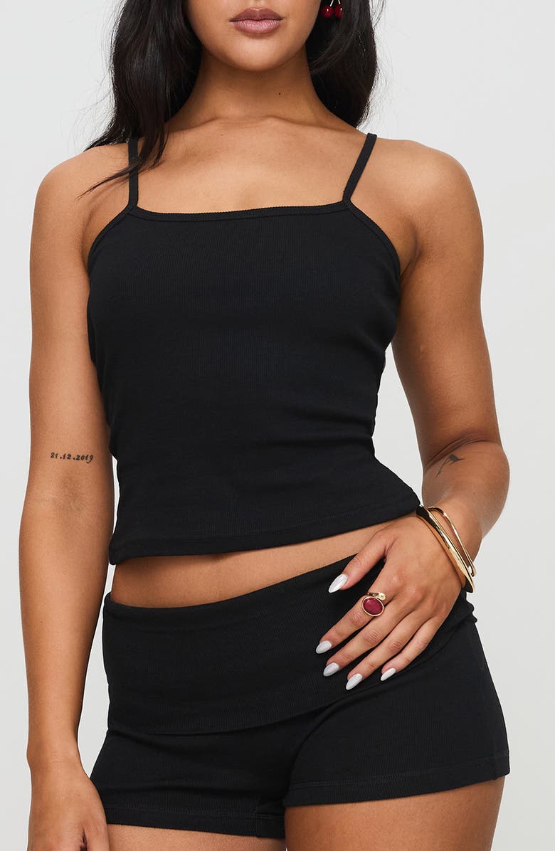 Princess Polly Baseline Square Neck Camisole, Main, color, Black