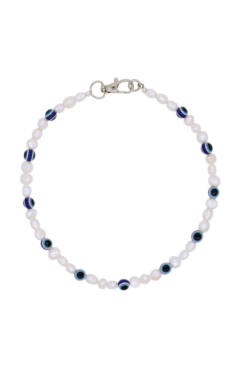 Velvet Luna Pearl Necklace With Evil Eye Beads, Main, color, White