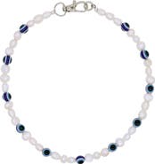 Velvet Luna Pearl Necklace With Evil Eye Beads
