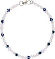Velvet Luna Pearl Necklace With Evil Eye Beads