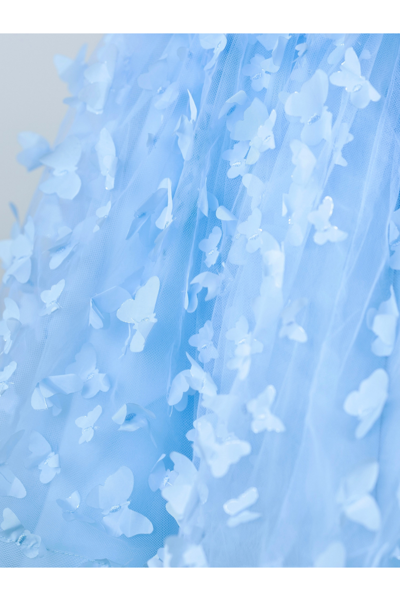 Butterfly Dream 3D Applique Party Dress, Alternate, color, Blue