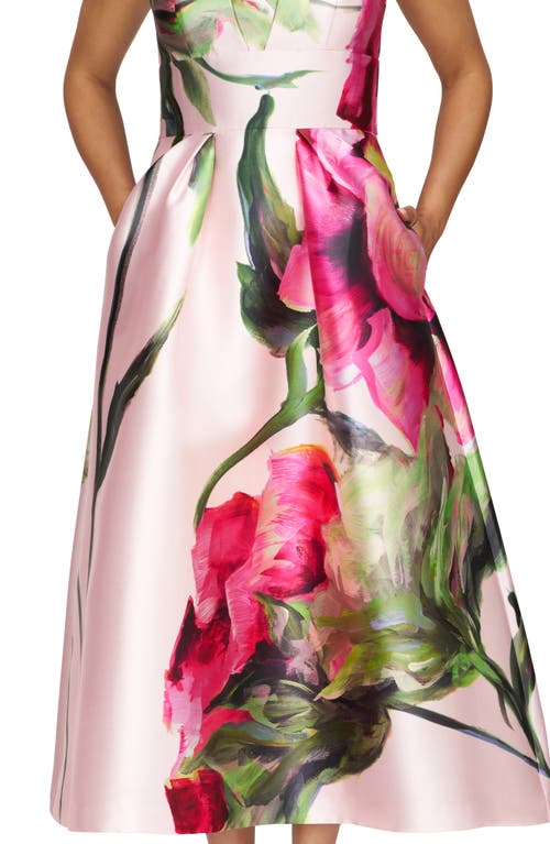 Kay Unger Regina Floral Midi Dress In Blush
