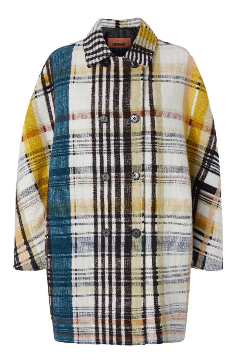 Missoni Double-breasted Caban With Check Pattern, Alternate, color, Yellow & Black
