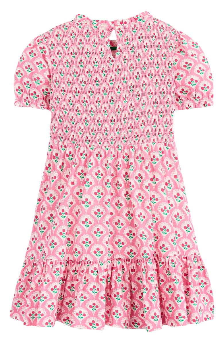 Mini Boden Kids' Aurora Twirly Floral Smocked Bodice Cotton Dress, Alternate, color, 