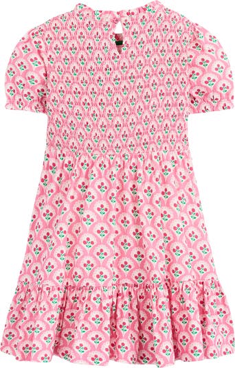 Kids' Aurora Twirly Floral Smocked Bodice Cotton Dress