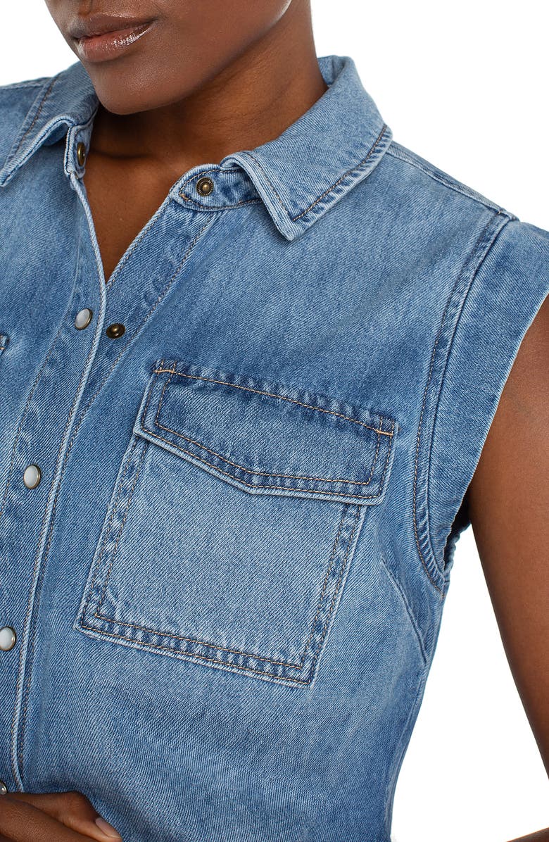 Liverpool Los Angeles Sleeveless Denim Shirt, Alternate, color, 