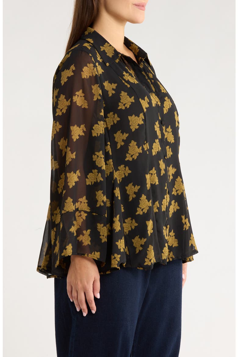 Chiffon Shirt, Alternate, color, BLACK/ GOLD HEIRLOOM