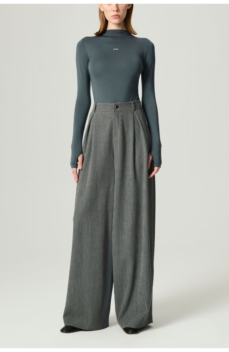 Nocturne Long-Sleeve Mock-Neck Jersey Bodysuit, Main, color, Petrol Green