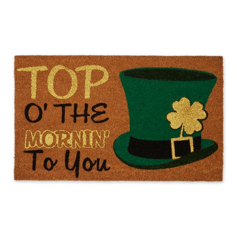 St. Patrick's Day Glitter Coir Non-Slip Doormat