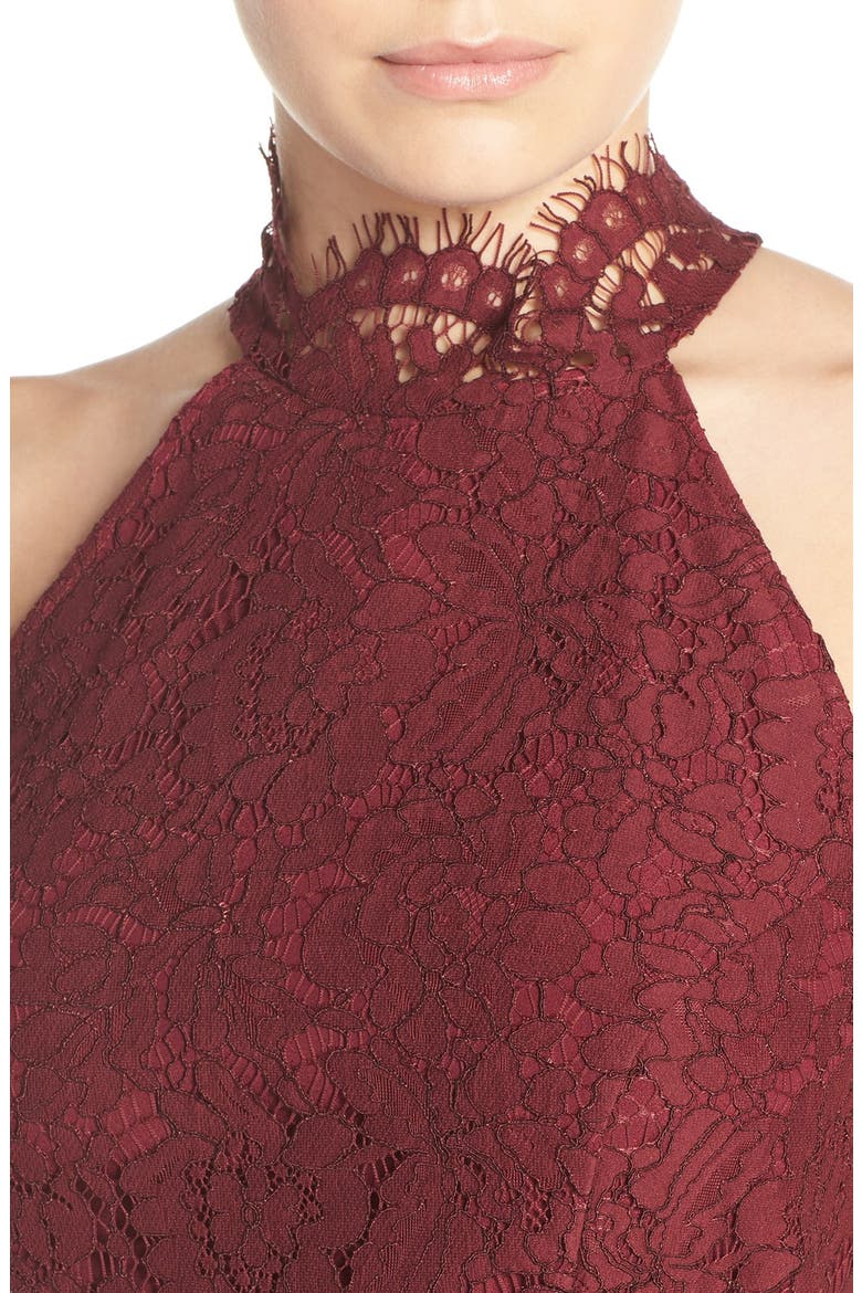 BB Dakota Cara High Neck Lace Cocktail Dress, Alternate, color, AUBERGINE