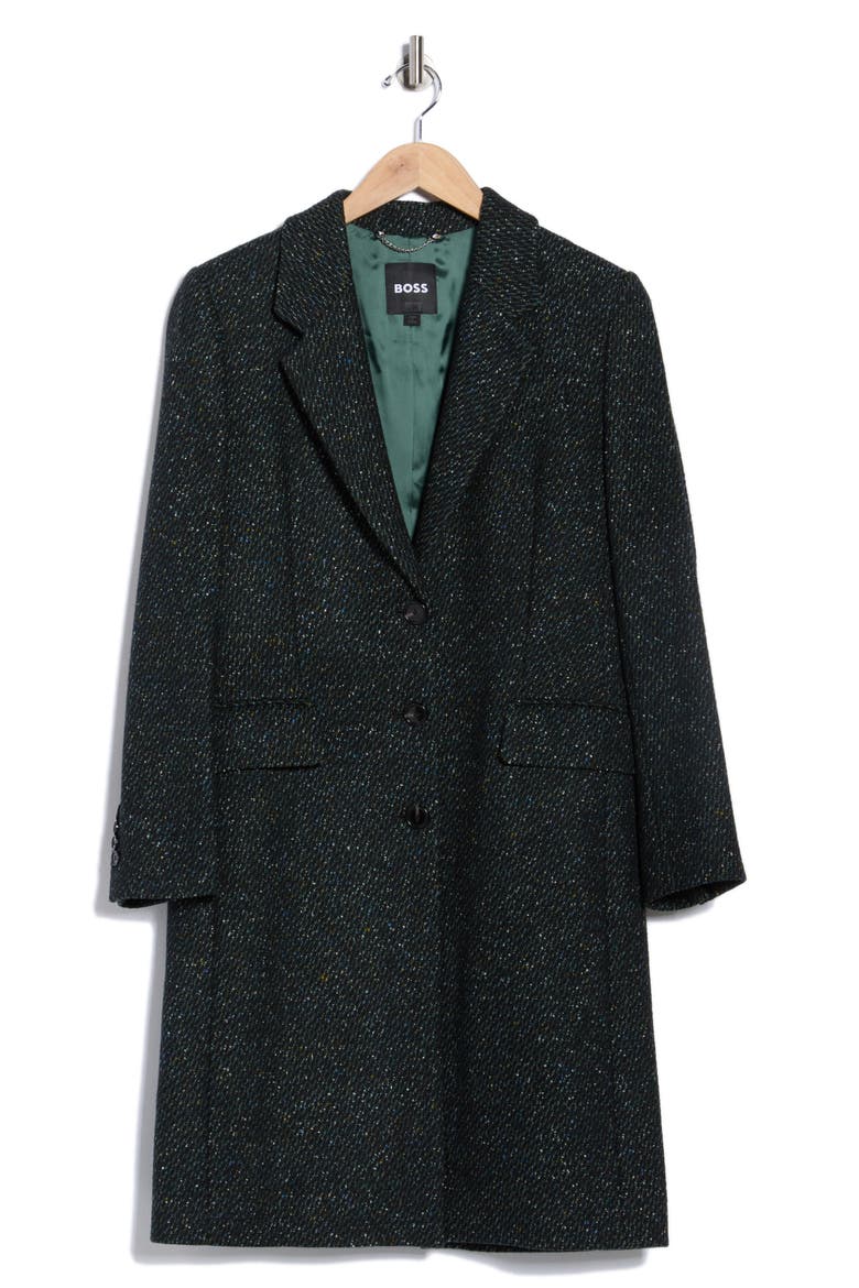 Catara Longline Tweed Coat, Alternate, color, BLACK MULTI