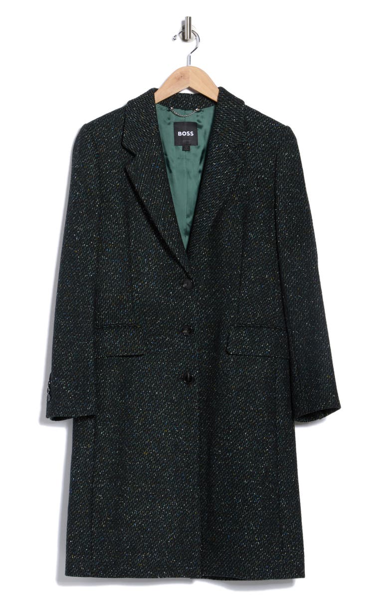 BOSS Catara Longline Tweed Coat, Alternate, color, Black Multi