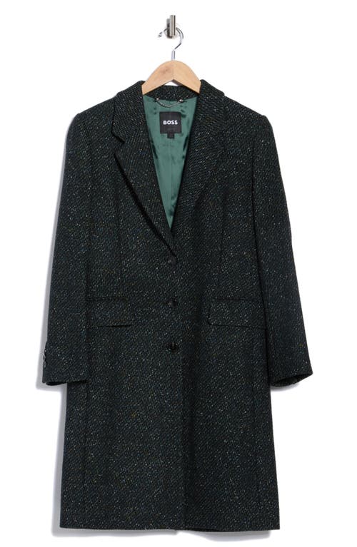 Hugo Boss Boss Catara Longline Tweed Coat In Green