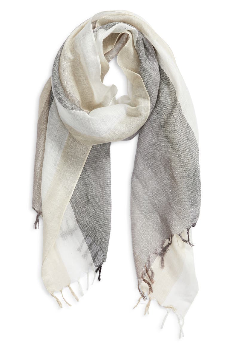 Stripe Linen Blend Scarf, Alternate, color, GREY COMBO BLISS STRIPE