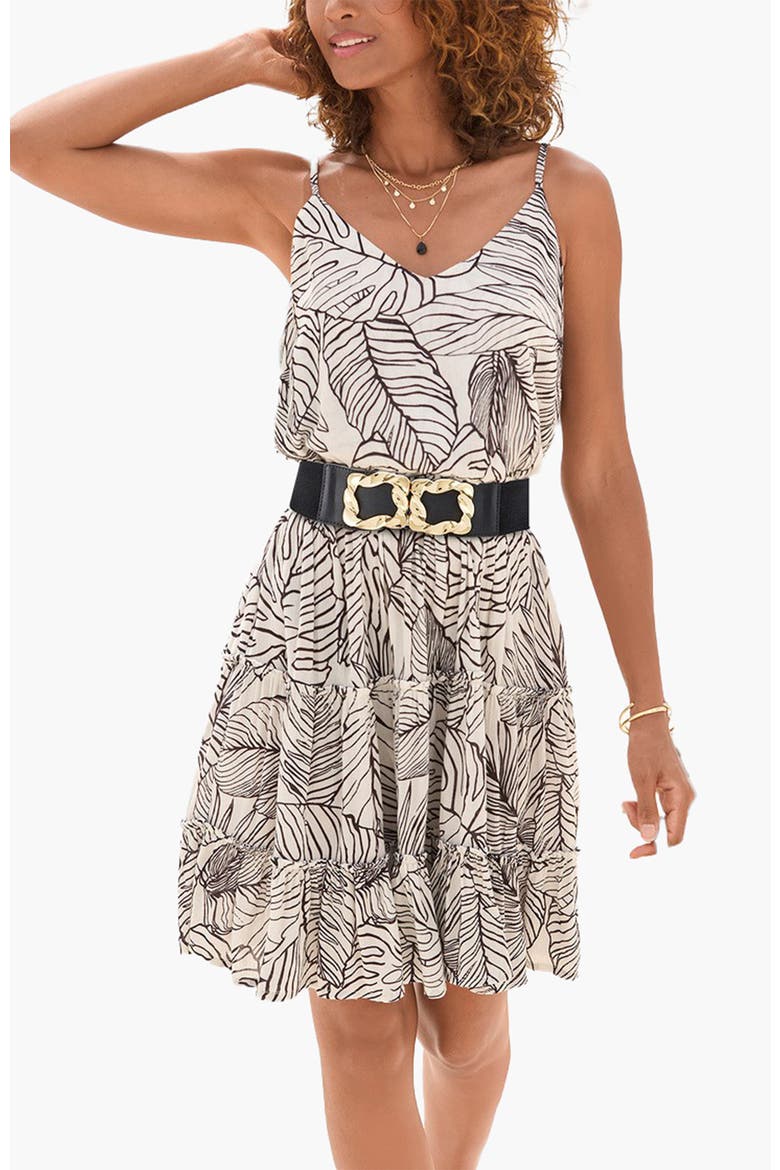 Print Tiered Dress, Main, color, Ivory & Black
