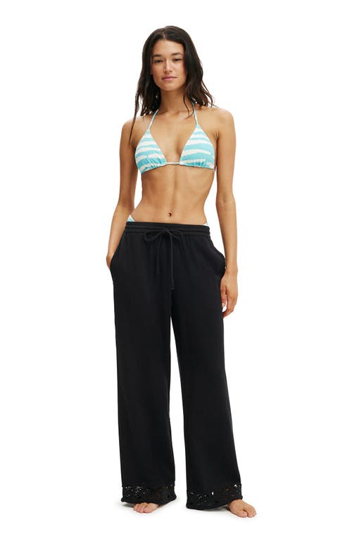 Cotton On Body Woven Wide Leg Beach Pant In Black