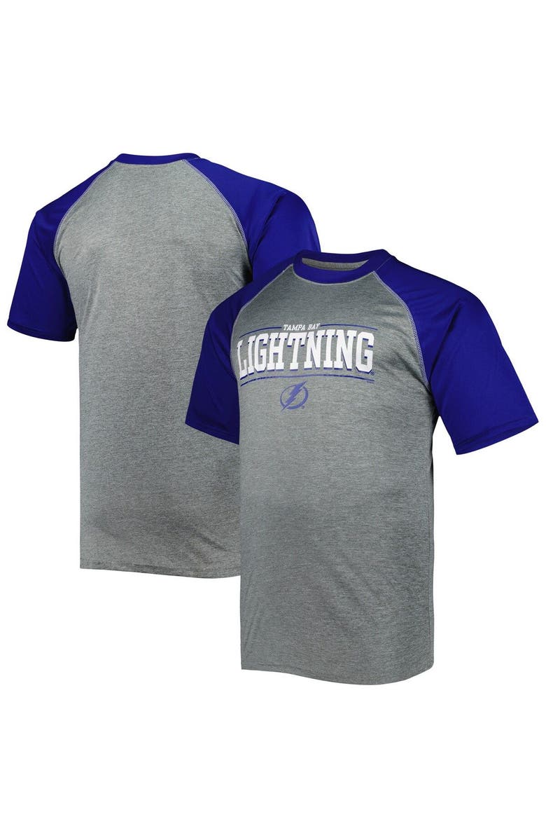 PROFILE Men's Heather Gray Tampa Bay Lightning Big & Tall Logo Raglan T-Shirt, Main, color, Heather Gray
