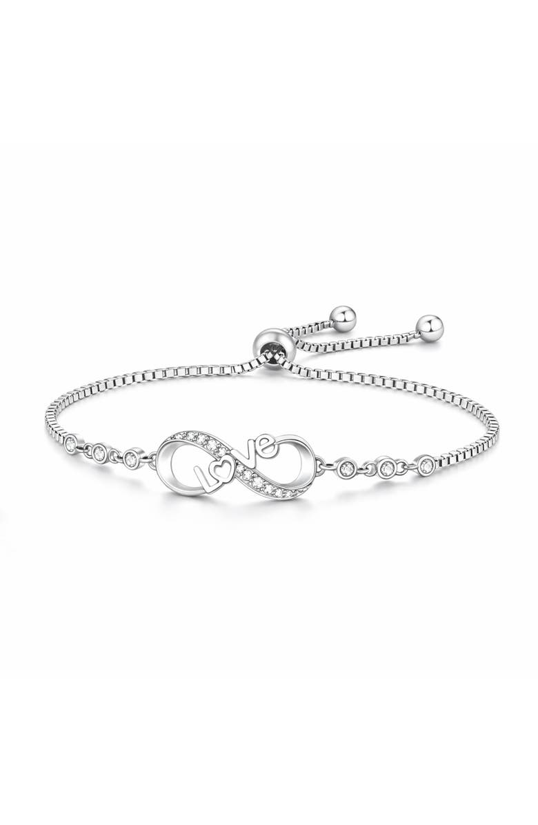 Donatello Gian Adjustable Crystal Love Bracelet, Main, color, Silver