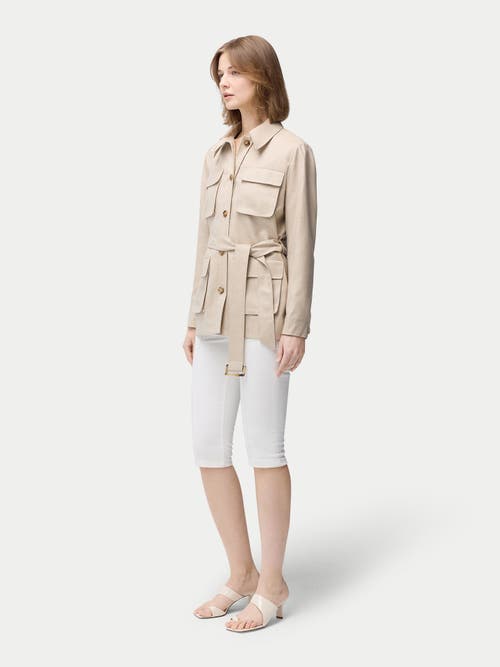 Gobi Mongolian Cashmere Belted Cashmere Safari Jacket In Warm Grey