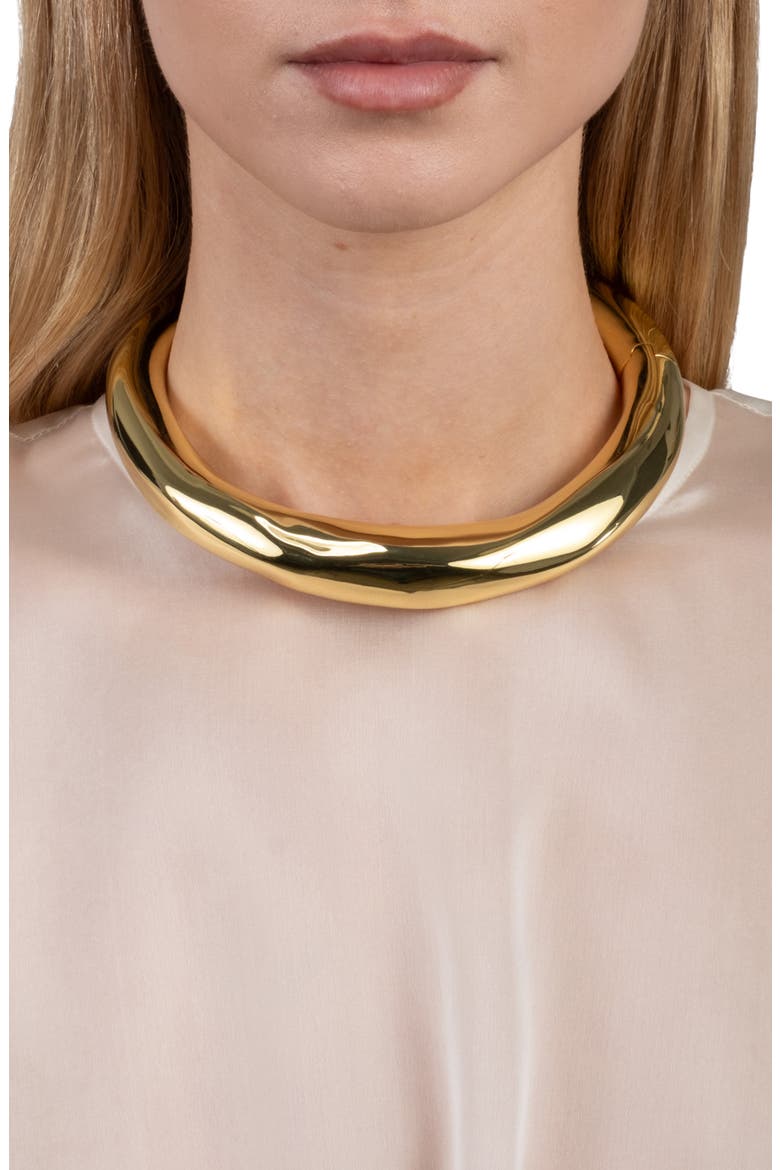 Molten 14k Gold Plated Hinge Collar Necklace, Alternate, color, YELLOW GOLD