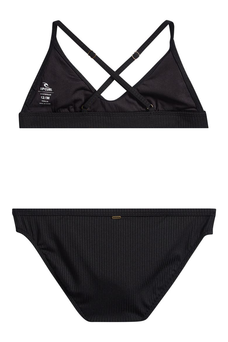 Kids' Premium Rib Two-Piece Swimsuit, Alternate, color, BLACK