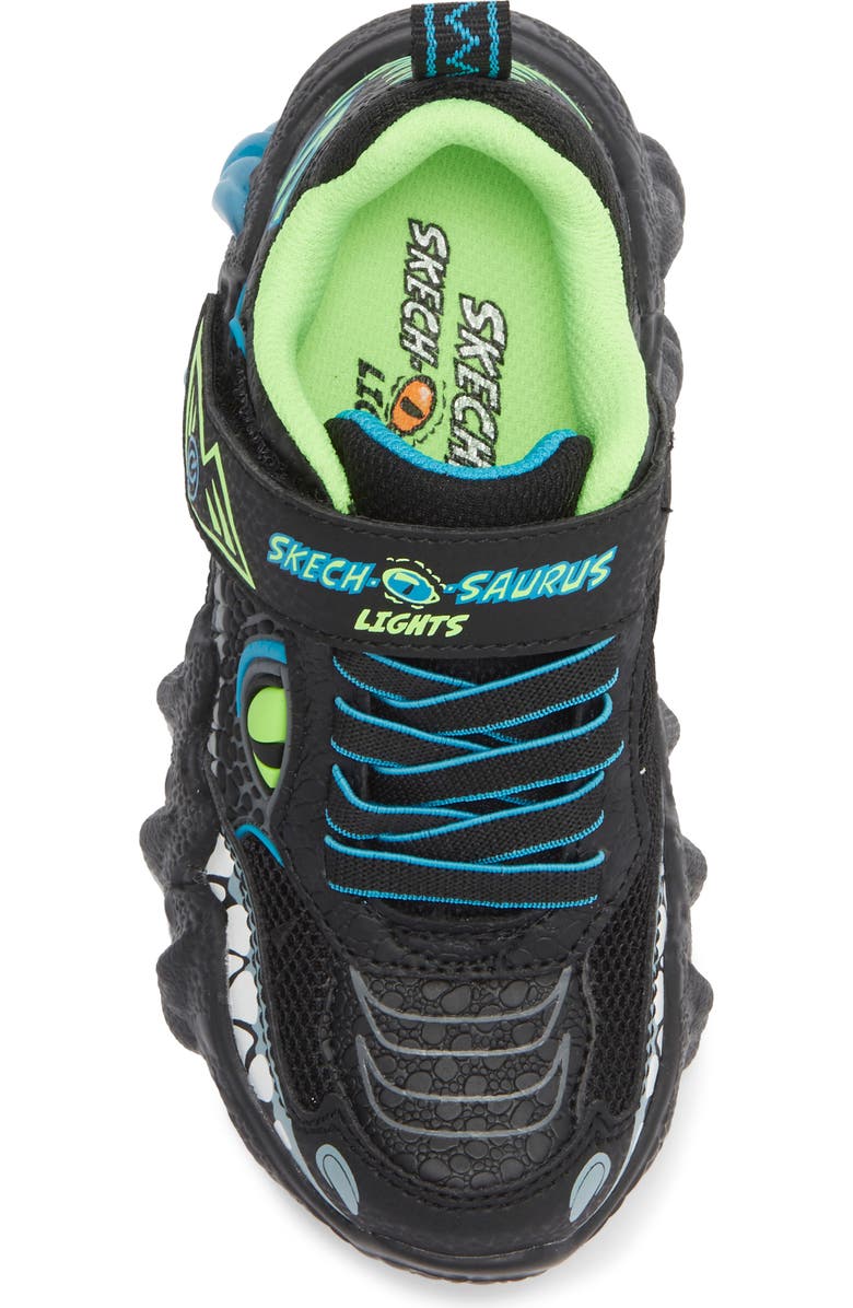 SKECHERS Skech-O-Saurus 2.0 Light-Up Sneaker, Alternate, color, Black/ Black/ Lime