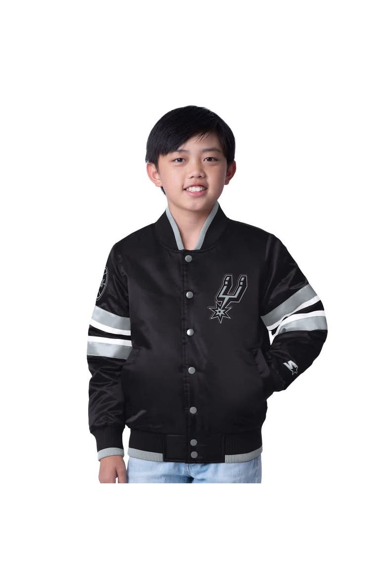 Youth Starter Black San Antonio Spurs Scout Varsity Full-Snap Jacket, Alternate, color, Black