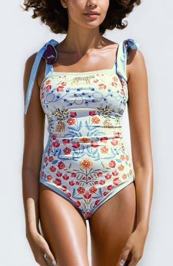 Red Blossom Reversible One-Piece Swimsuit