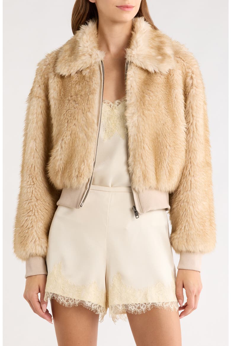 Nathalie Faux Fur Jacket, Alternate, color, BEIGE